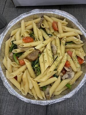 Vegan Pasta Primavera with mushrooms, broccoli rabe, tomatoes and peppers  at D'Matteos Pizza & Grill in Ronkonkoma