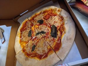 Crust is pillowy and nice at D'Matteos Pizza & Grill in Ronkonkoma