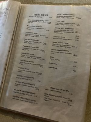 Vegan menu   at Chris Kitchen in Fuerteventura