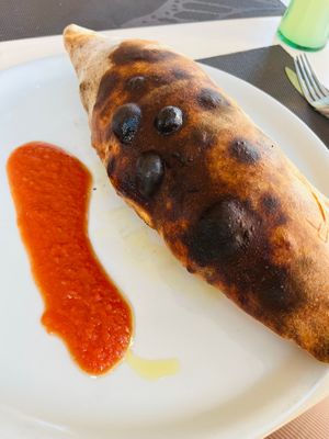 Vegan cheese and veg calzone  at Chris Kitchen in Fuerteventura