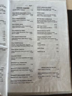 Vegan menu  at Chris Kitchen in Fuerteventura