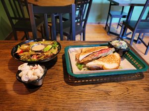 Cobb salad and Claifornia Clubbin sandwich at Under the Ground Blono in Downs