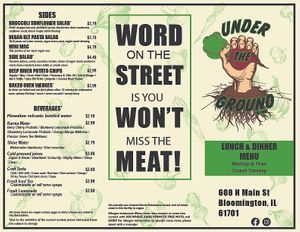 New lunch/dinner menu 7/6 at Under the Ground Blono in Downs