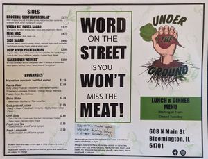 Lunch and Dinner sides and drinks at Under the Ground Blono in Downs