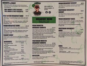 Breakfast Menu served only Saturday and Sunday 9:00-11:00am at Under the Ground Blono in Downs