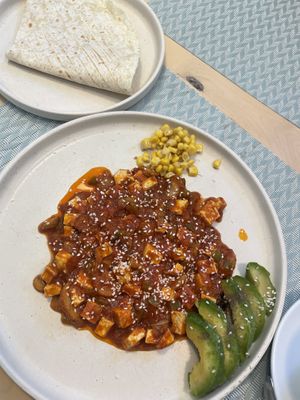 Tofu omelette   at Rira in Budapest