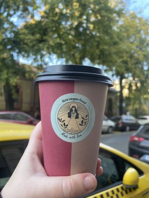 Hazelnut hot chocolate with oat milk  at Rira in Budapest