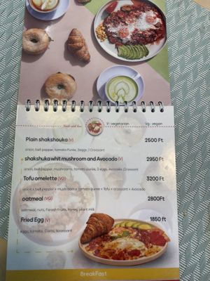 Menu  at Rira in Budapest