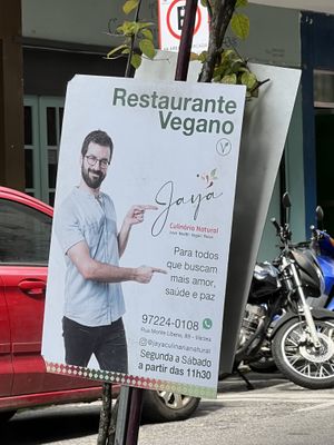 Sign  at Jaya Culinária Natural in Teresopolis