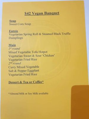 Mandarin Palace Vegan Banquet at Mandarin Palace in Burnie