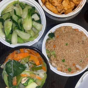 bok choy, fried rice no egg, veggies at Basil in New Haven