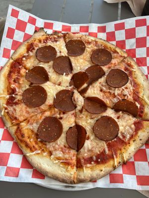 Vegan Pepperoni Pizza at Spa Beach Bistro in St Petersburg