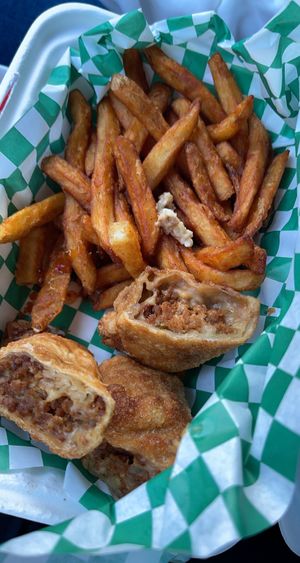 Philly cheesesteak eggrolls at Cant Believe Its Not Meat in Orland Park