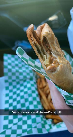 Pizza puff at Cant Believe Its Not Meat in Orland Park