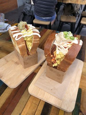 Refined bogan + tempeh schnitzel sandwiches at St.Aple by Staple Food in St Kilda