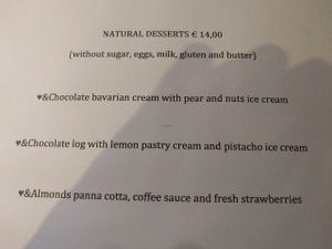 Dessert menu at L'Impossible in Chamonix-mont-blanc