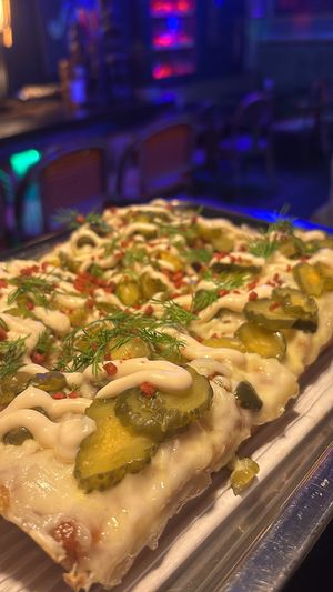 Pickle pizzaa  at Maipai in Hamilton