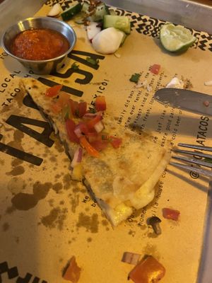 Vegetarian quesadilla with mushroom filling  at Taqisa in Denpasar