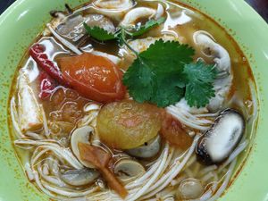 Tom Yum soup with hand made noodles at House of Vegetarian Soup - 素汤之家 - Food Stall in West Singapore