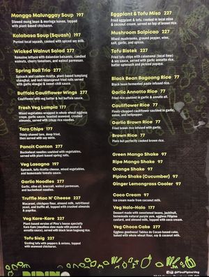 Pipino Vegan Menu at Pipino in Quezon City
