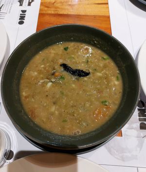 monggo soup (green mung bean soup with rice, moringa and tomatoes) at Pipino in Quezon City