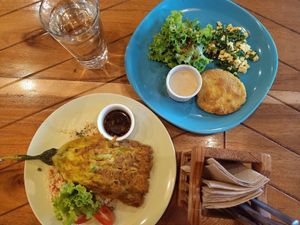 Some Pipino faves: Tortang Talong and Potato Pancakr with Tofu Scramble and Greens at Pipino in Quezon City