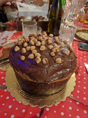 Chocolate and Nuts Panettone filled with Ice-Cream at L'Angolo del Gelato  in Naples