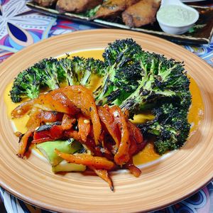 Brócoli a la Mexicana - Char-grilled broccoli and smoked pimento with roasted tomato sauce    at La Salsa Kitchen & Bar in Central Singapore