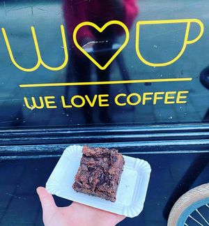 Vegan fudge brownie yum! at We Love Coffee in Leuven