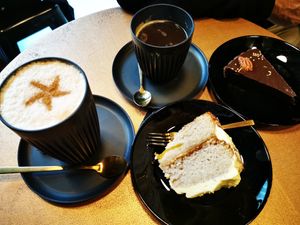 Best Chai latte ever. No lie💞. The cake was also verry tasty. Ananas cream cake. And chocolate cake. at We Love Coffee in Leuven