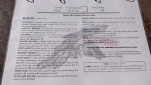 Breakfast menu at Picton Social in Picton