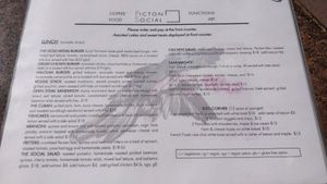 Lunch menu at Picton Social in Picton