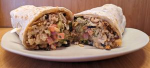 The Loaded Burrito at Más Veggies Taqueria in Portland