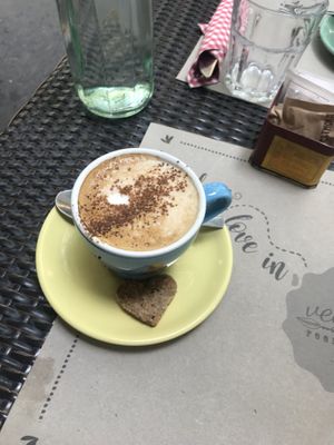 soy milk cappuccino at Vegamore in Milan