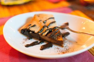 Chocolate peer cake at Vegamore in Milan