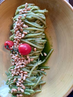 Pesto pasta at Mocca Deli in Vasteras