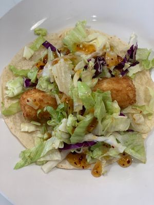 Coconut Tofu taco with Orange Chili Sauce at Buenos Grill in Reno