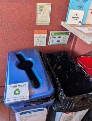 Info posted at the bus station to reduce waste at Buenos Grill in Reno