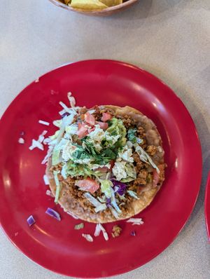 TVP tostada for the 2025 vegan chef challenge at Buenos Grill in Reno