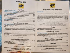 Vegan menu on May 17, 2026 at Buenos Grill in Reno