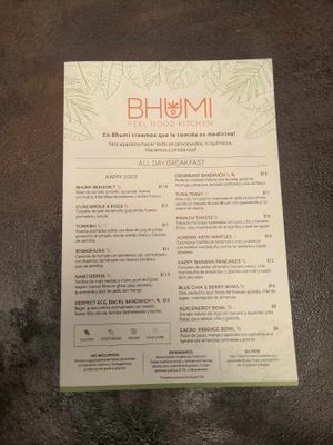 Menu 1/3 at Bhumi in Quito