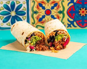 Chipotle Carnitas Burrito at Más Veggies Taqueria - Santana Row in San Jose