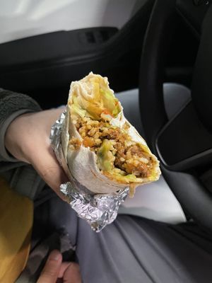 Loaded burrito with my green chile and pico  at Más Veggies Taqueria - Santana Row in San Jose