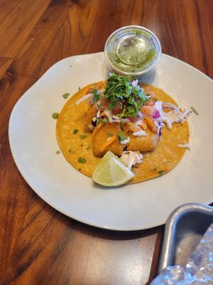 Fish taco at Más Veggies Taqueria - Tustin Marketplace in Irvine