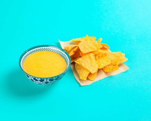 Chips & Queso at Más Veggies Taqueria in Cambridge