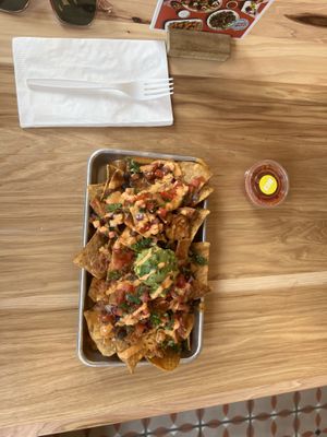 Chick’n Nachos  at Más Veggies Taqueria in Cambridge