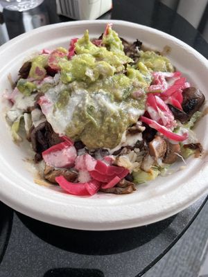 Smokey Mushroom Asada Bowl   at Más Veggies Taqueria in Cambridge