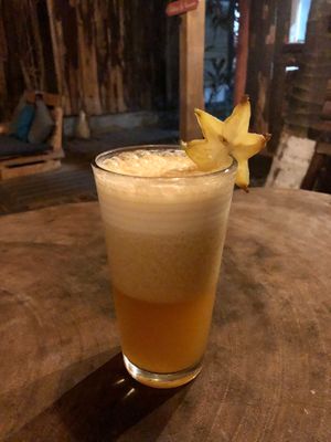 Passion fruit and ginger juice. at Huitzilli in Mazunte