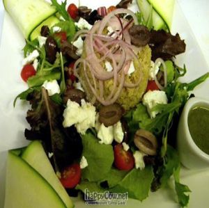 Organic Quinoa over Field Greens with Basil Balsamic Vinaigrette. Grape Tomatoes, Greek Feta. Special- available on a rotating basis at Eatcetera in Galveston