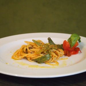 Pasta with green peppers and lemon at Osteria Casa Pepe in Trieste